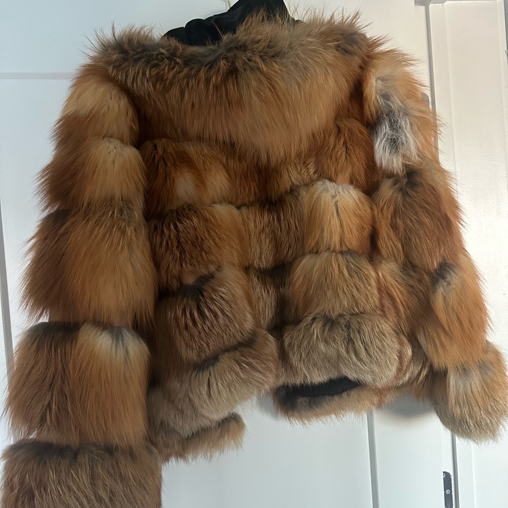100% real Fox Fur crop jacket with hood!